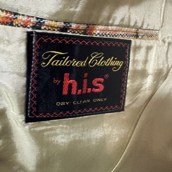 Vintage tailored clothing by H.I.S plaid blazer mens 1970s size 36R - Picture 11 of 11